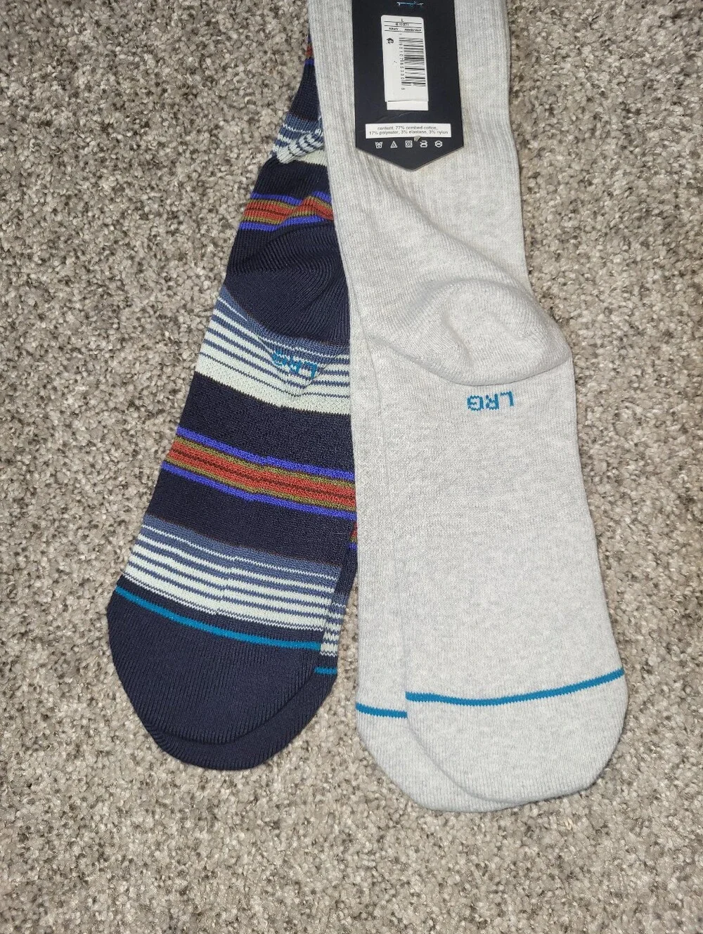 2-Pair Stance Icon  lMens Large 9-12 Casual Combed Cotton Crew Socks Unisex